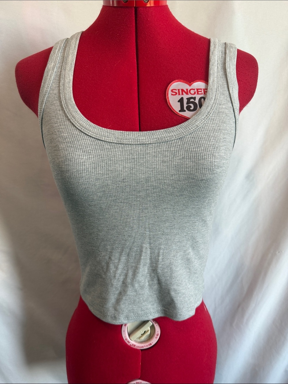 Women’s Light Gray Ribbed Scoop Tank Top